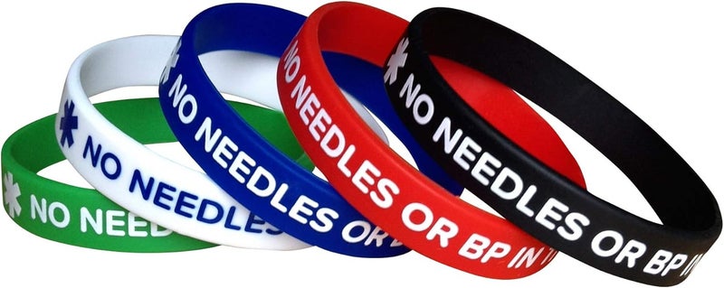 line 24 Lymphedema Medical Alert Silicone Bracelets – 5 Pack, Adult Size (7.8") Wristbands – No Needles or Blood Pressure This Arm – Unisex for Men & Women - Image 2